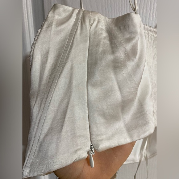 NWT Zara Corset Cropped Faux Satin White Fancy Summer Party Tank Top Size Small - Picture 11 of 14
